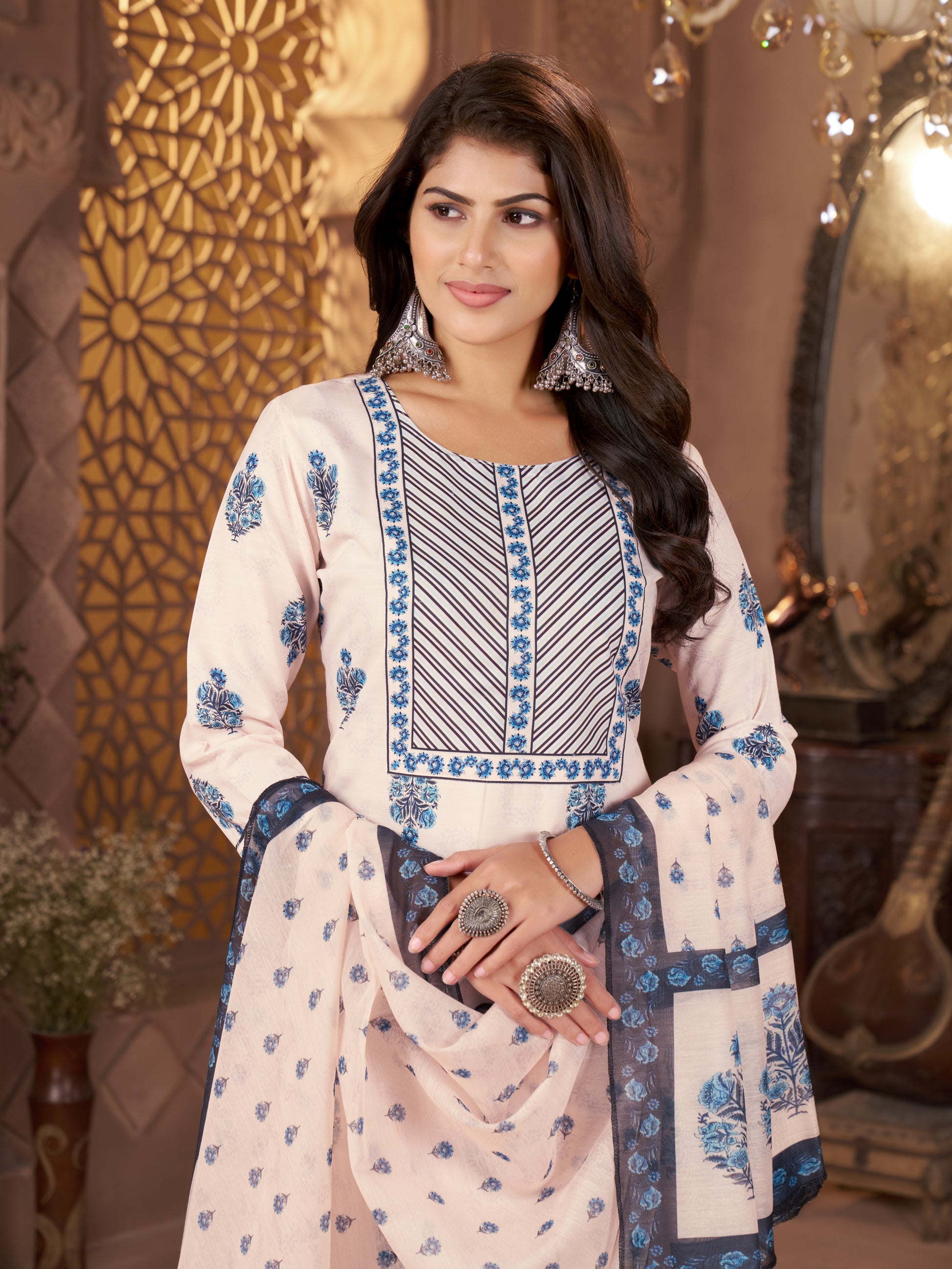 Kaairra Pure Cotton Blue Flora Women's Suit