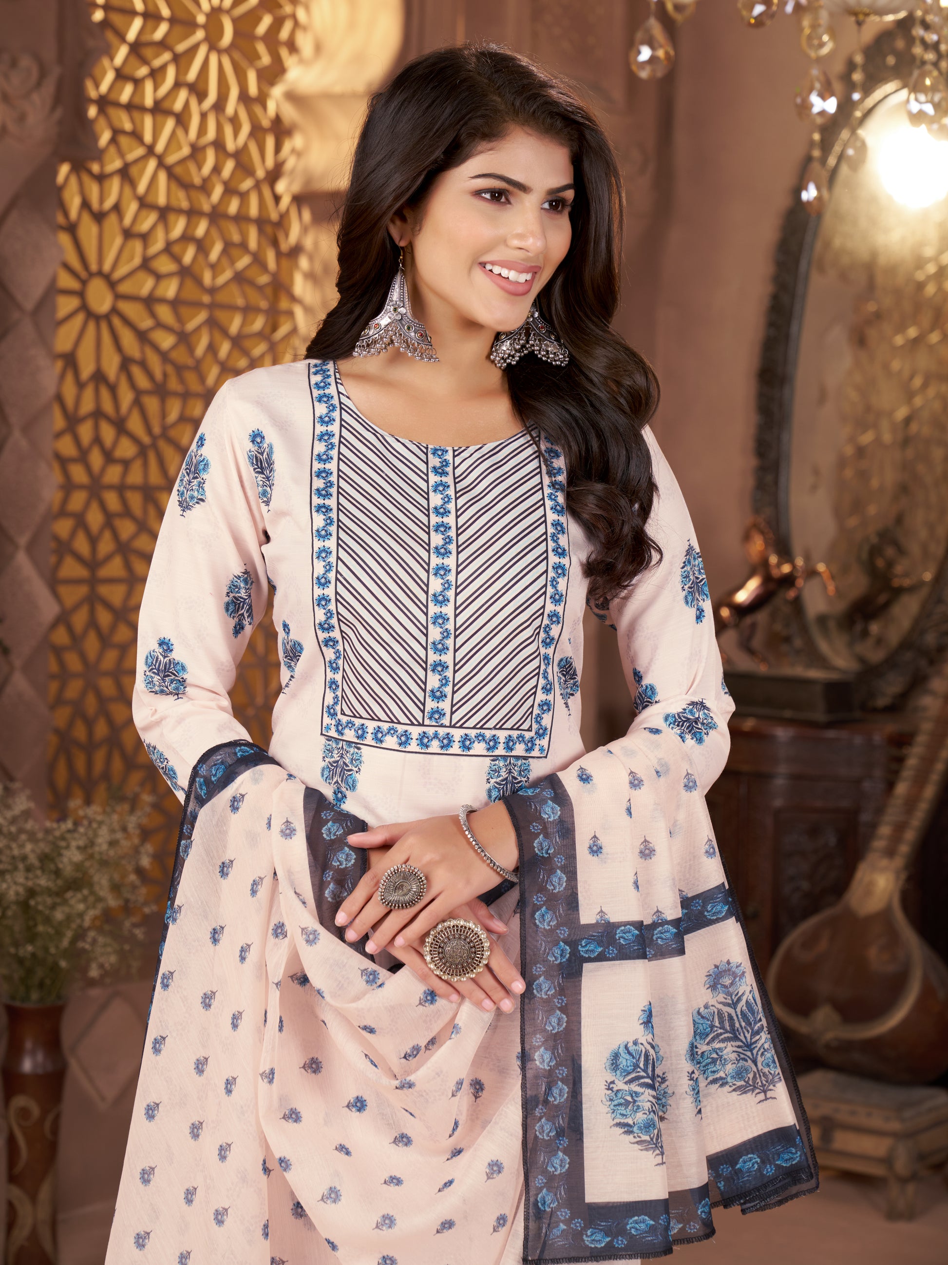 Kaairra Pure Cotton Blue Flora Women's Suit