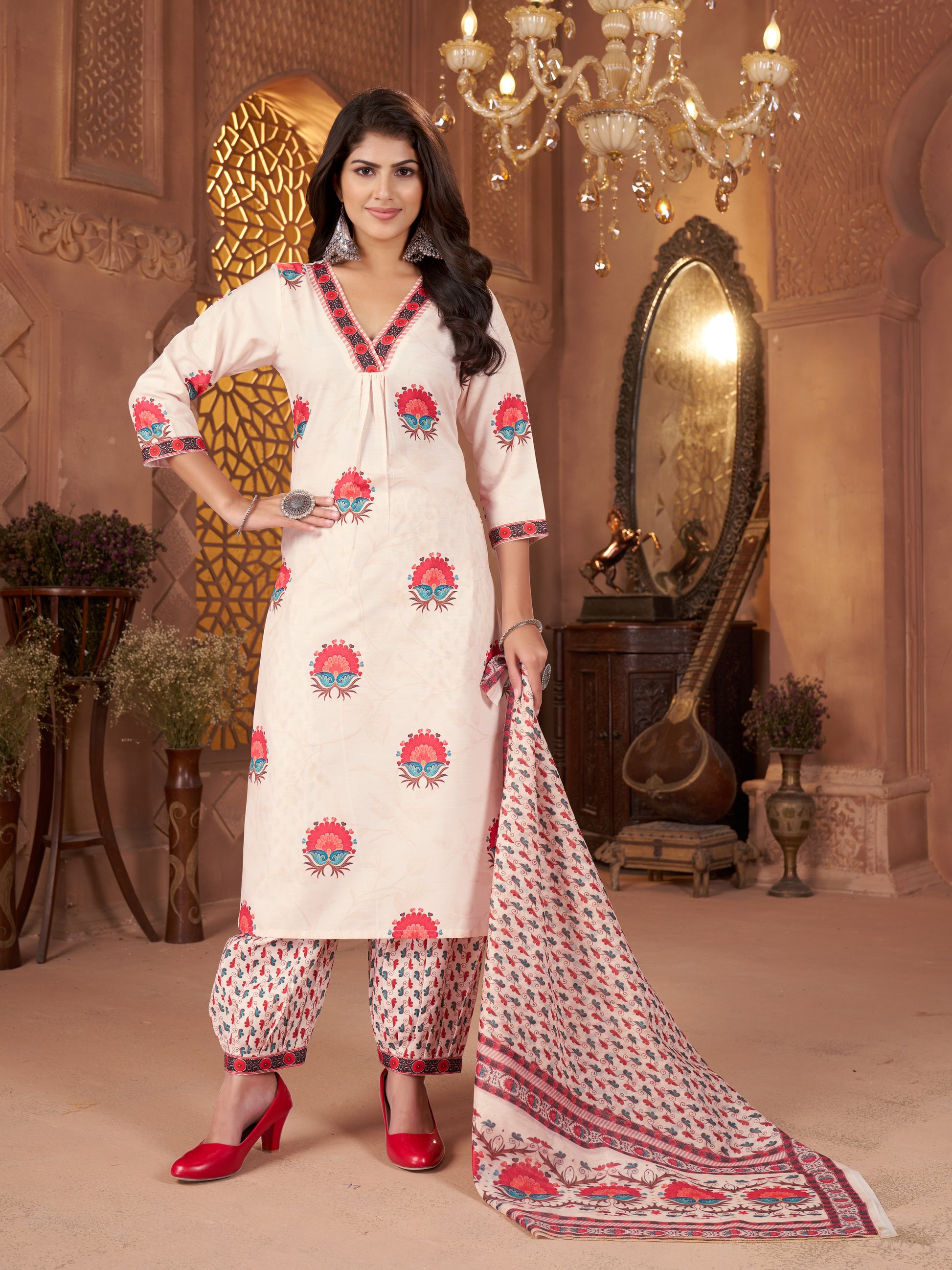 Kaairra pure cotton Red Flower Women's suit