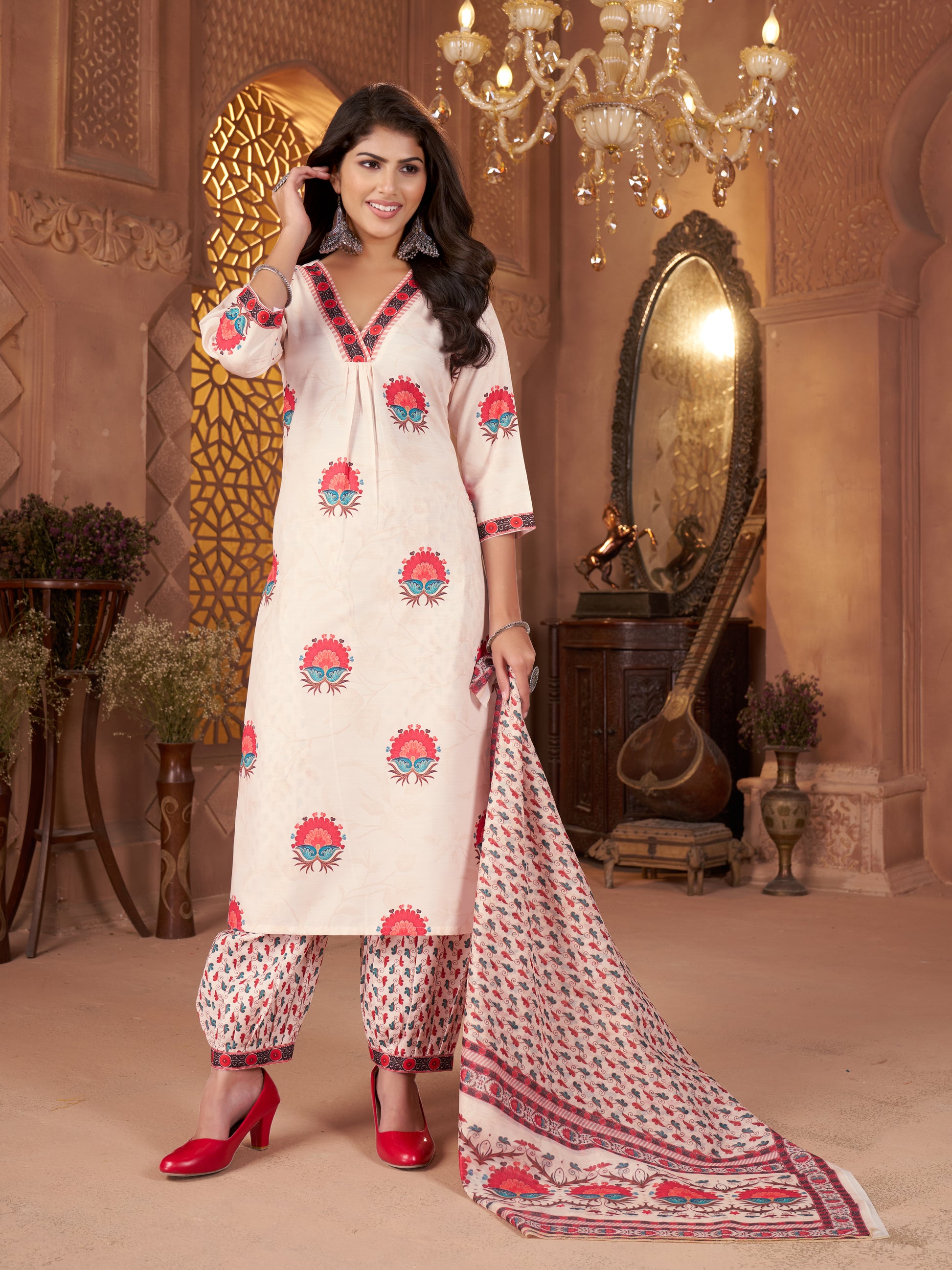 Kaairra pure cotton Red Flower Women's suit