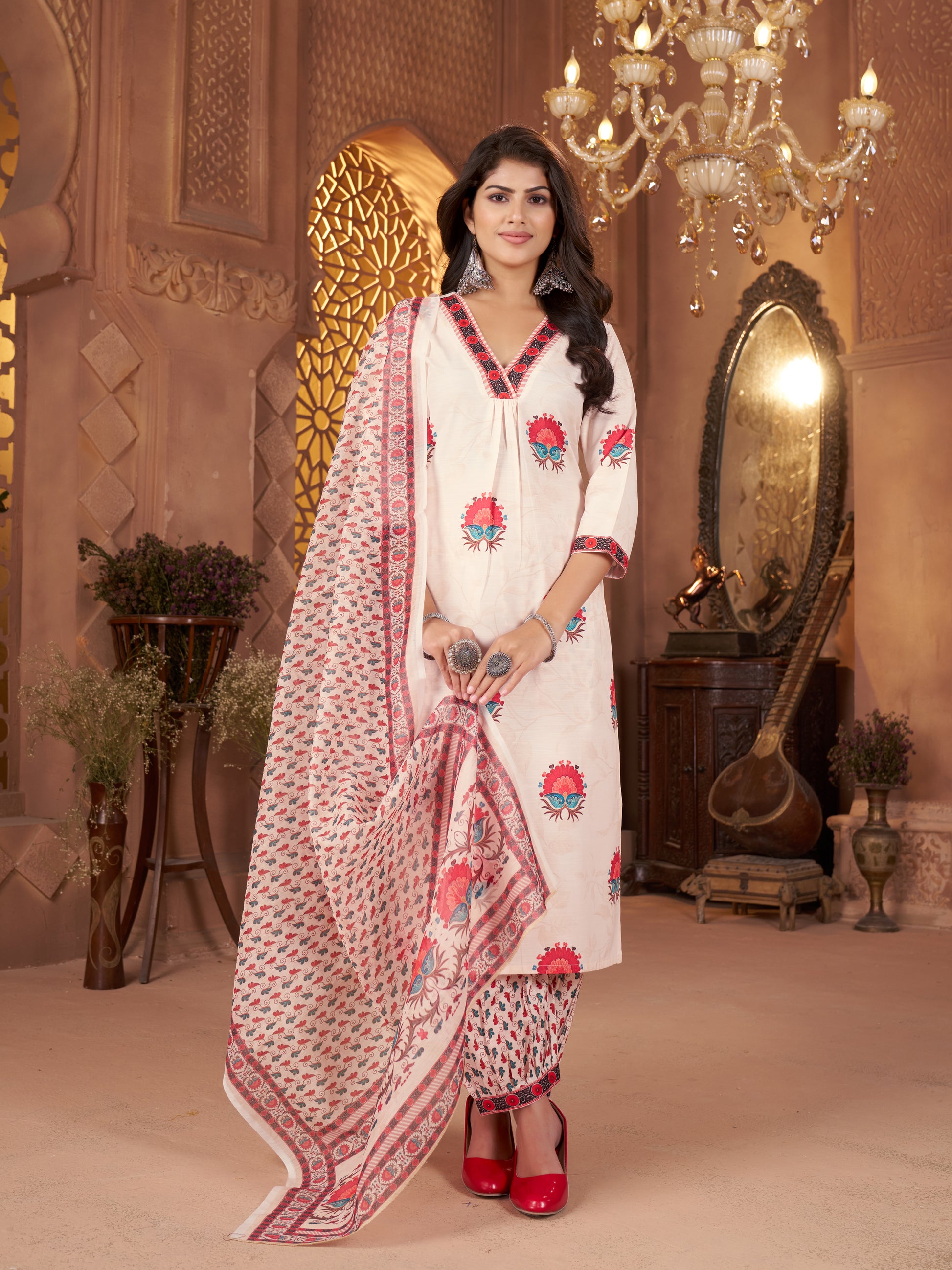 Kaairra pure cotton Red Flower Women's suit