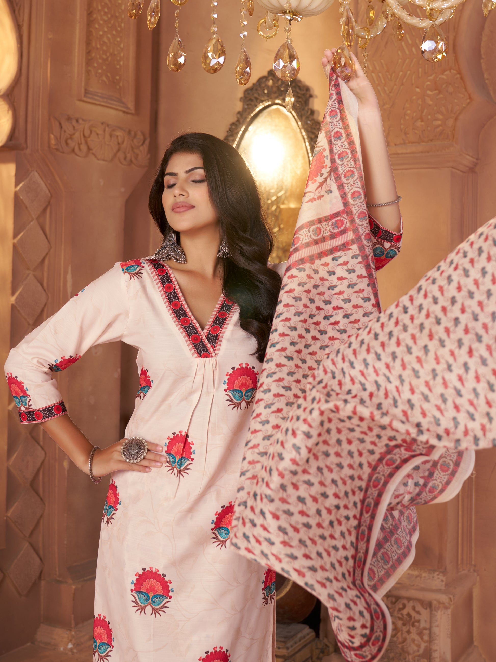 Kaairra pure cotton Red Flower Women's suit