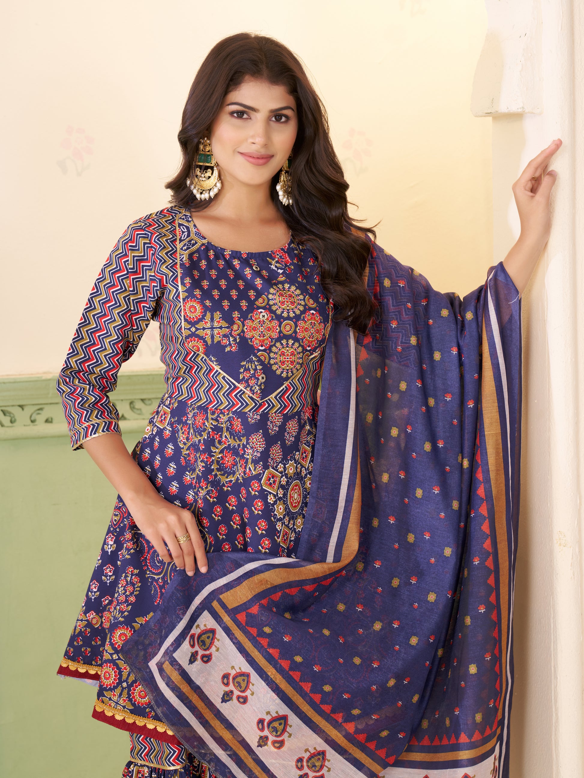 Kaairra Ethnic Top Sharara Dupatta Set