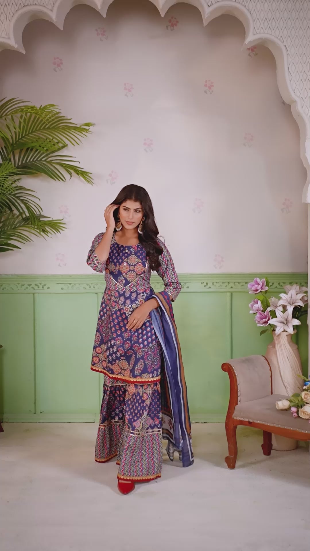 Kaairra Ethnic Top Sharara Dupatta Set